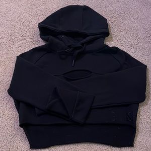 Black Gymshark keyhole cropped hoodie